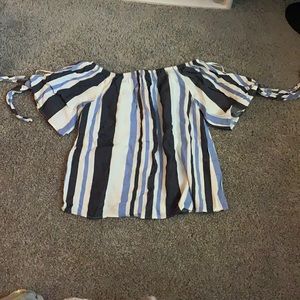 Vero Moda off the shoulder blue stripe top